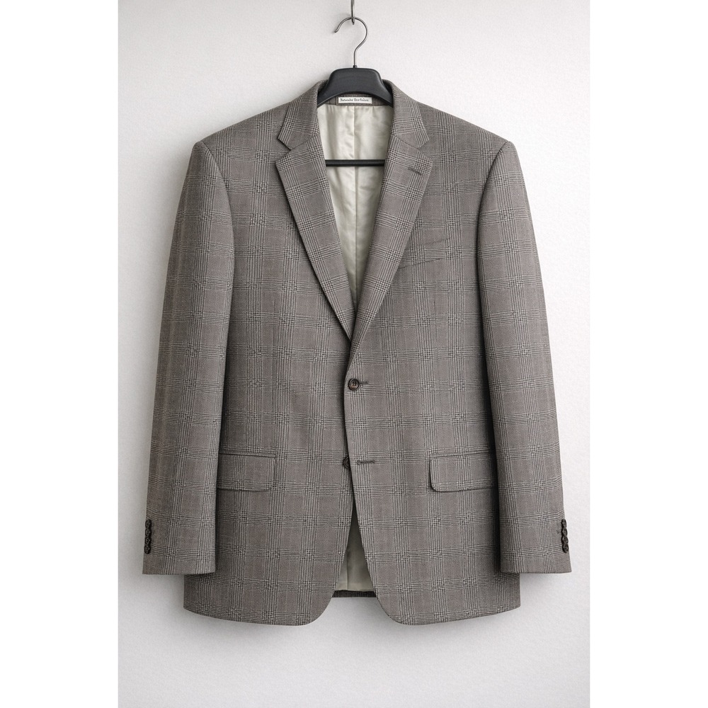 BROOKS BROTHERS Mens Silk Wool Glen Plaid Blazer Sport Coat 44R business Casual